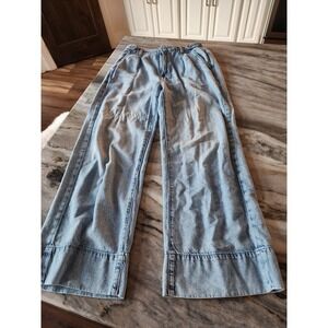 Gap Denim High Rise Wide-Leg Jeans Light Wash Blue Size 8/29R Elastic
